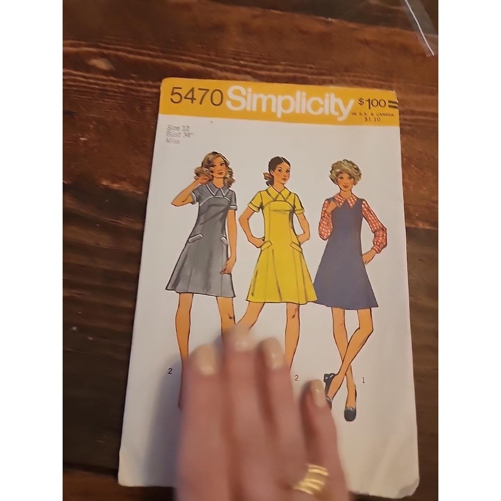 Simplicity Sewing Pattern 5470 Dress‎ Sz 12 Bust 34 Miss_1972